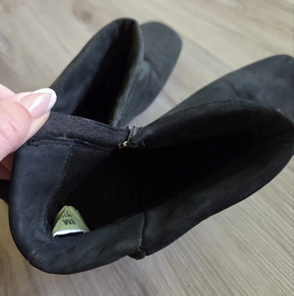 Timberland Baychester Black Leather‎ Suede Ankle Boots Womens 8 Heeled Booties